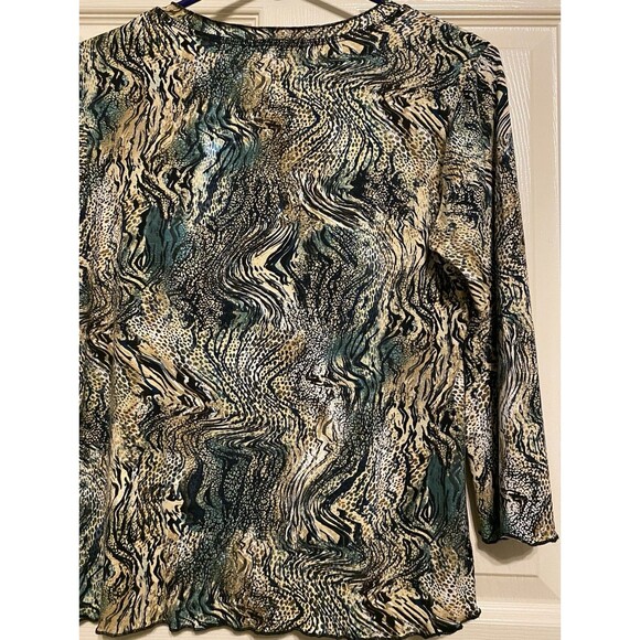 Vintage Y2K 3/4 sleeve T Shirt fairy lettuce trim whimsy Artsy 90s Animal Print - Picture 3 of 16